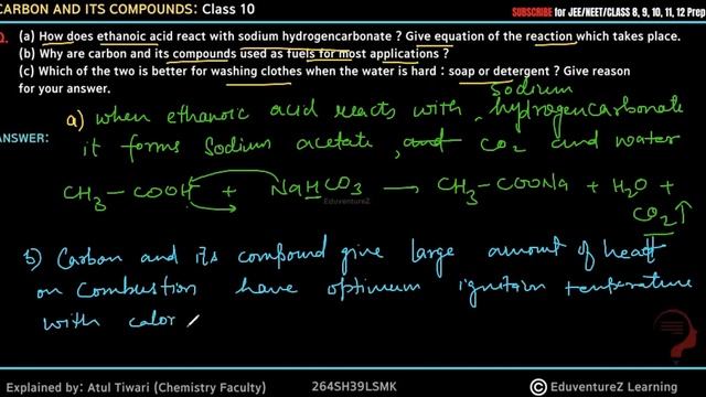 (a) How does ethanoic acid react with sodium hydrogencarbonate ? Give equation of the reaction whic смотреть онлайн