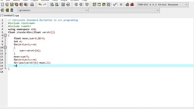 Calculate Standard Deviation in c++ programing смотреть онлайн