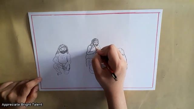 How To Draw Ancient People Step By Step||Early Man And His Life Drawing||Ancient People Of Forest