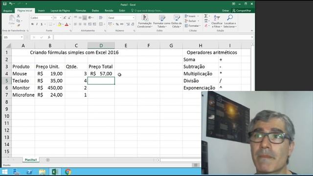 Curso de Excel 2016 Básico - Criando Fórmulas Simples смотреть онлайн