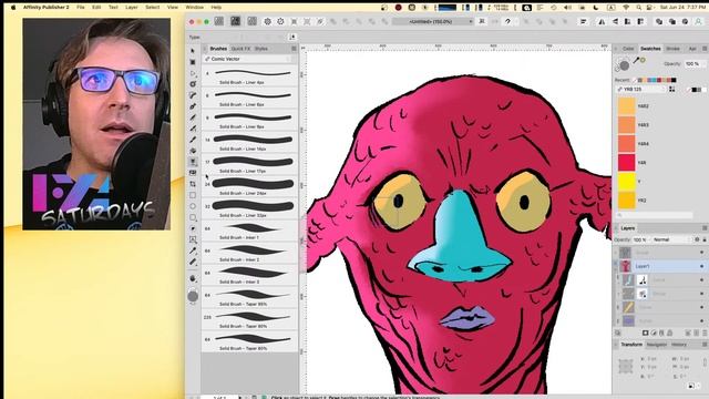 Saturday Sketch Jam - Affinity Publisher + New Huion Drawing Tablet! смотреть онлайн