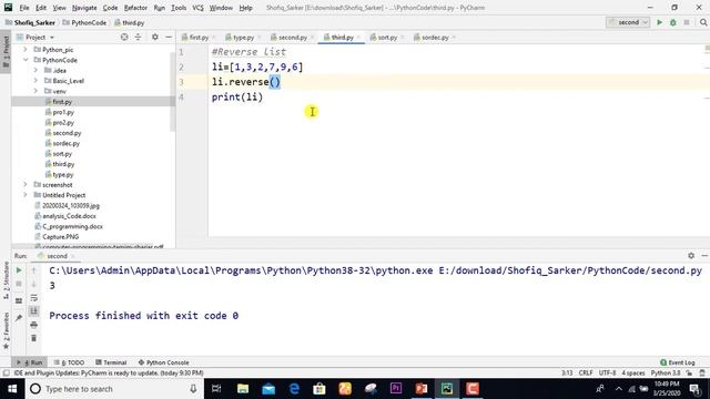 Python empty list, type() , len(), reverse list ,sorting Ascending & Descending (list-3) смотреть онлайн