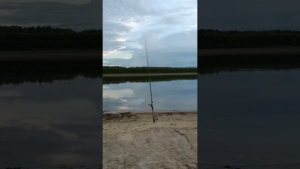 Стойки для донок в деле. Да и просто красиво вечером на берегу реки. смотреть онлайн