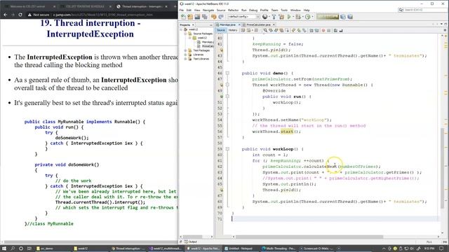 12.7 Thread interruption and InterruptedException смотреть онлайн