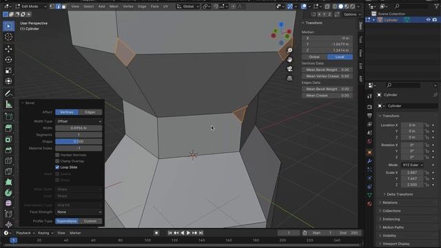 Blender Edit Mode Ctrl B + V 辺が交わる点を平らにする смотреть онлайн