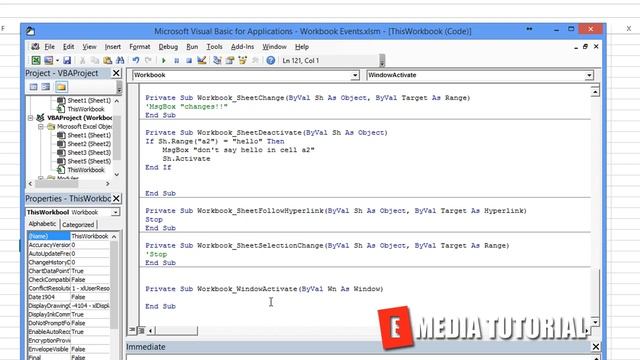 Microsoft Excel Visual Basic for Aplications VBA Tutorial 20 WindowActivate ✓ E Media TUTORIA смотреть онлайн
