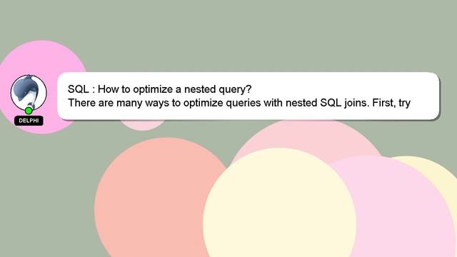 SQL : How to optimize a nested query? смотреть онлайн