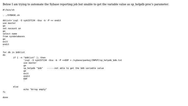 Unix & Linux: Not getting variable's values inside the isql command смотреть онлайн