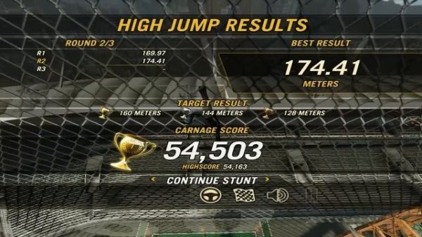 FlatOut Ultimate Carnage - High Jump Stunt 174.41 meters