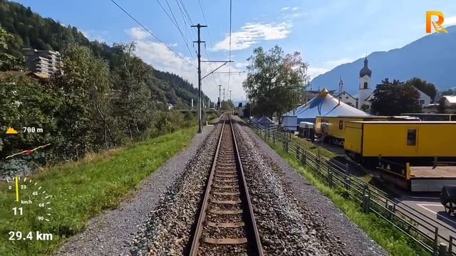 Cab Ride Disentis/Mustér - Chur along Switzerland’s Grand Canyon (RhB) train driver's view in 4K смотреть онлайн