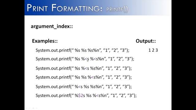 Print Formatting Part 12: printf() argument index (Java) смотреть онлайн