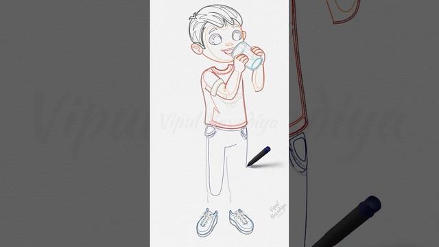 Boy drinking water || Drawing смотреть онлайн