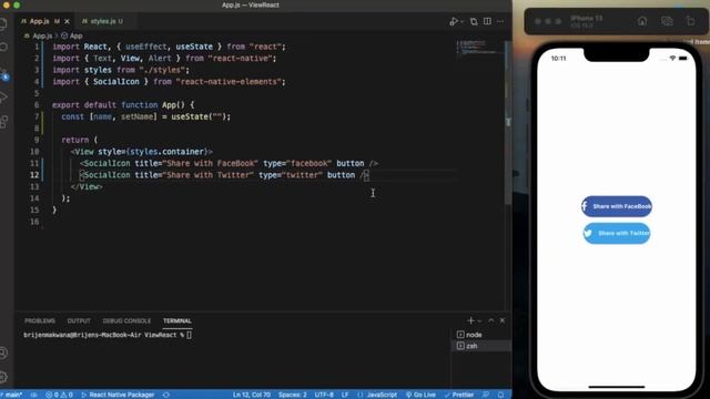 React Native Tutorial 64 - SocialIcon | React Native Elements смотреть онлайн