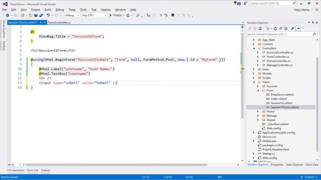 BeginForm and FormCollection | Part - 11 | Learn Razor using ASP.Net MVC | Tutorials Team смотреть онлайн