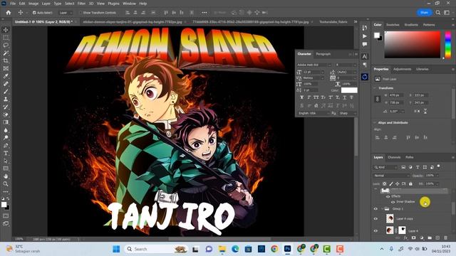 Bootleg T-shirt Design Anime Demon slayer with photoshop смотреть онлайн