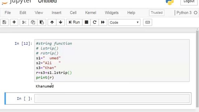 A program to demo string functions: lstrip(), rstrip() in python смотреть онлайн