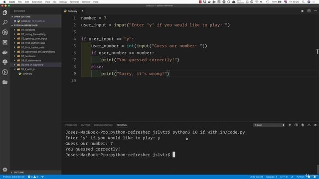 02 - A Full Python Refresher - 012 If statements with the in keyword смотреть онлайн
