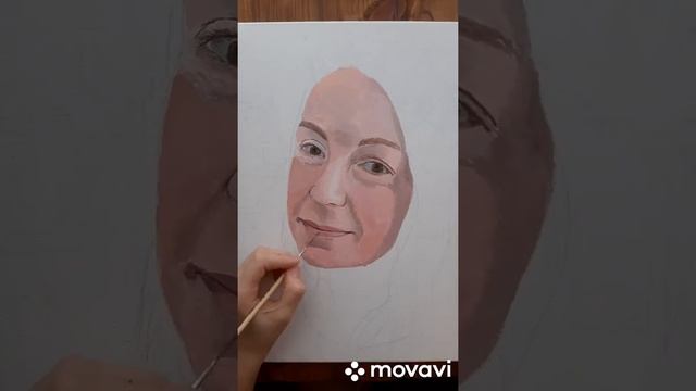 Портрет акрилом. Картина акрилом. Рисунок на холсте. смотреть онлайн