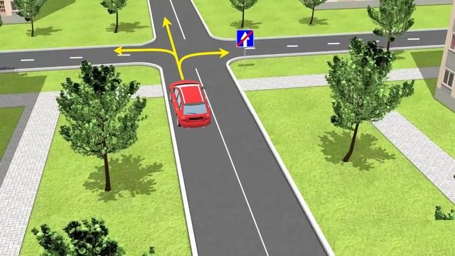 Куда разрешено продолжить движение красному автомобилю? смотреть онлайн