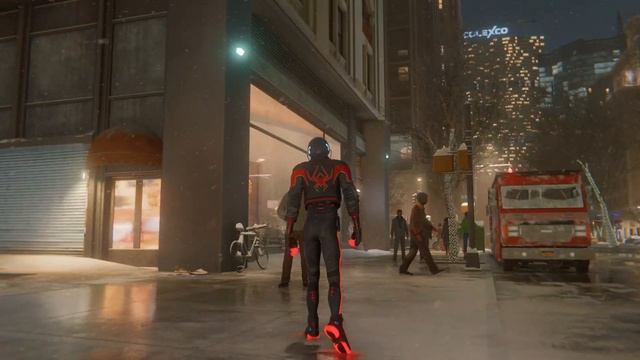 Walking Through the City at Night in Spider-Man: Miles Morales (PS5 4K HDR) смотреть онлайн