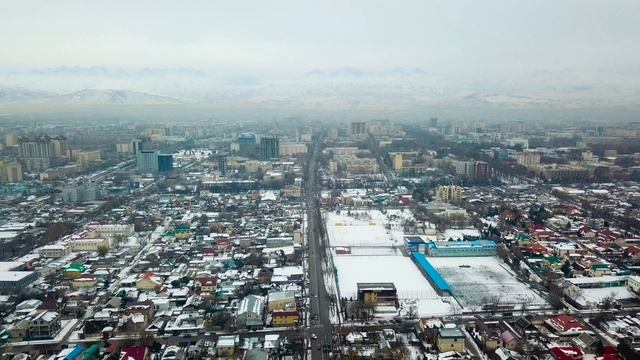 Кыргызстан Бишкек Зима 2023 с высоты птичьего полёта смотреть онлайн