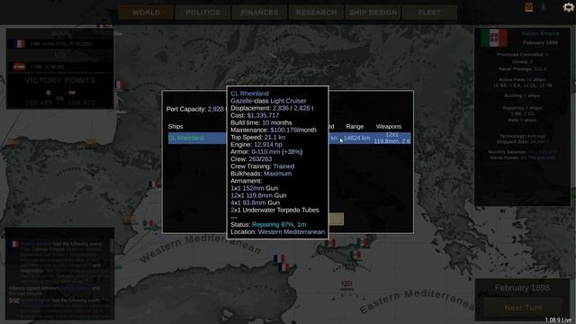 Ultimate Admiral: Dreadnoughts. Кампания за Италию! №8 "Победа и Германо-Французский союз" смотреть онлайн