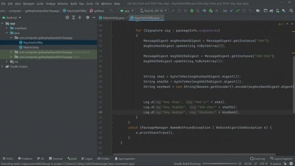 How to get SHA 1 , SHA 256 , Key Hash , Key Hashes in Android Studio