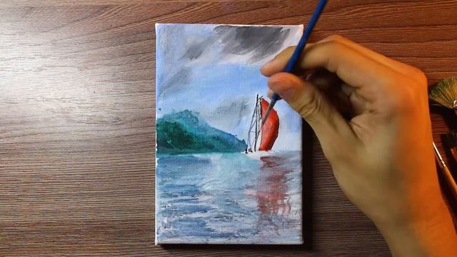 Искусство рисования, картина Яхта в море. Art drawing painting of a yacht in the sea смотреть онлайн