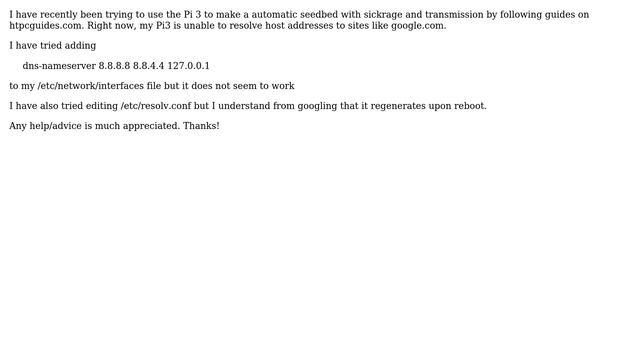 Raspberry Pi: Pi 3 unable to resolve host address смотреть онлайн