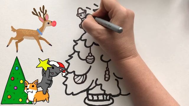 How to draw a Christmas tree | Как нарисовать ёлку | Rojdestvo daraxti chizish смотреть онлайн