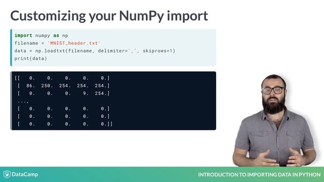 Python Tutorial: Importing flat files using NumPy смотреть онлайн