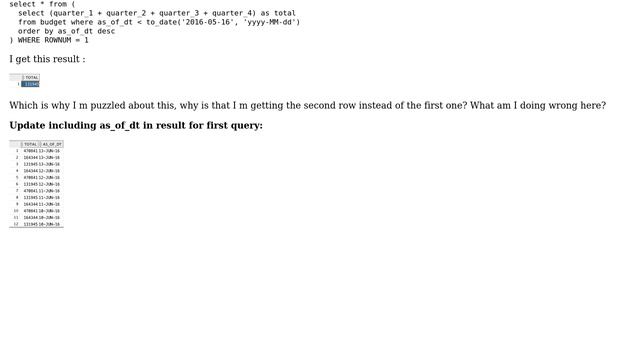 Oracle return the first row, not returning the first row смотреть онлайн