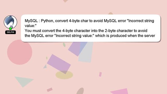 MySQL : Python, convert 4-byte char to avoid MySQL error "Incorrect string value:" смотреть онлайн