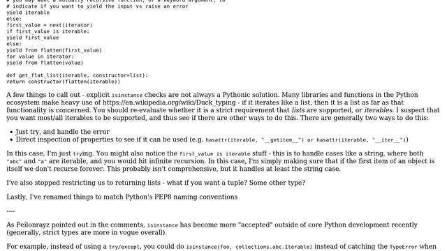 Code Review: Pythonic way to flatten lists or arbitrary depth using assignment expressions смотреть онлайн