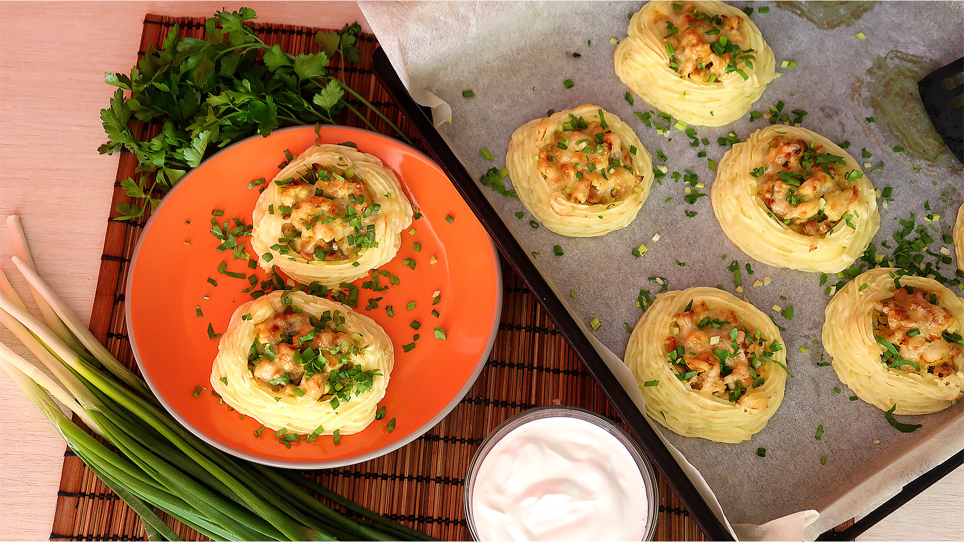 Картофельные гнезда с курицей в духовке Вкусно и оригинально смотреть онлайн