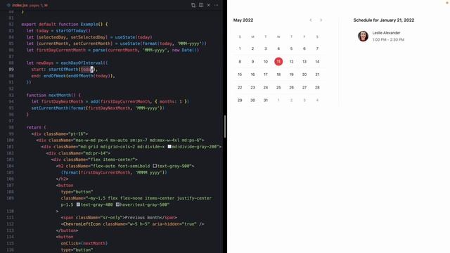 Building an Interactive Calendar with Tailwind UI, React and date-fns смотреть онлайн