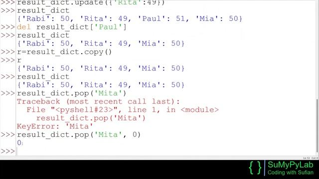 Python Dictionary Methods and Functions | SuMyPyLab смотреть онлайн