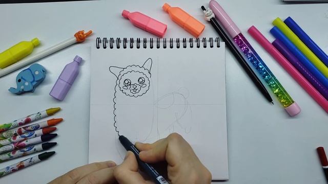 How to Draw A Cute Llama (Alpaca) Step by Step Easy. ? Как нарисовать ламу (карандашом легко и мило смотреть онлайн