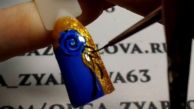 Синие розы. Дизайн ногтей гель лаком для начинающих. смотреть онлайн