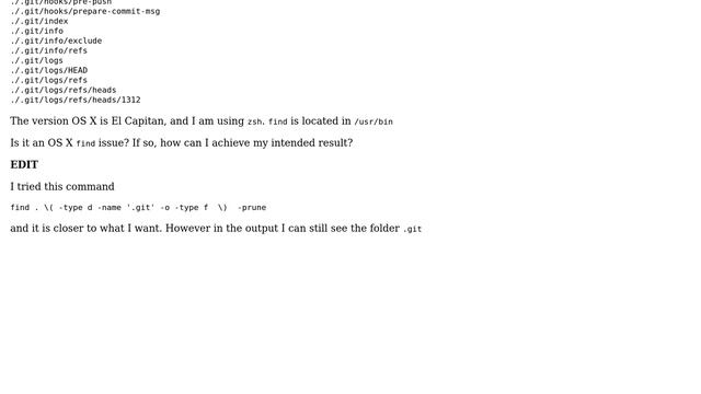 Apple: How to use find to list all files except those under .git? смотреть онлайн