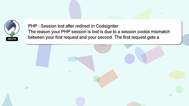PHP : Session lost after redirect in Codeigniter смотреть онлайн