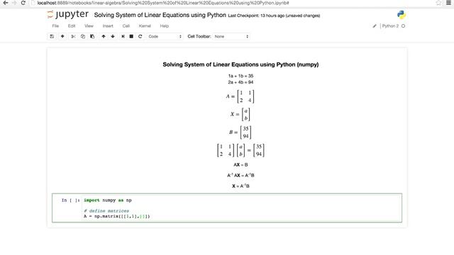 Solving System of Linear Equations using Python (linear algebra, numpy) смотреть онлайн