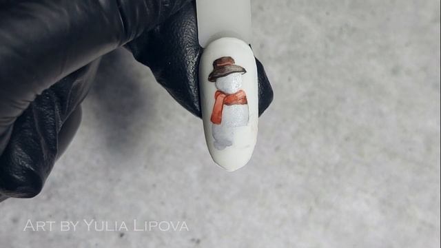 Как нарисовать снеговика акварелью на ногтях. Paint a snowman with watercolor on nails смотреть онлайн