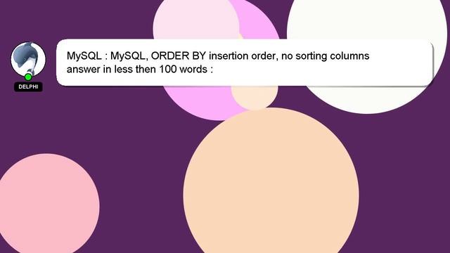 MySQL : MySQL, ORDER BY insertion order, no sorting columns смотреть онлайн