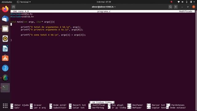 Parâmetros ARGC E ARGV -  Linguagem C