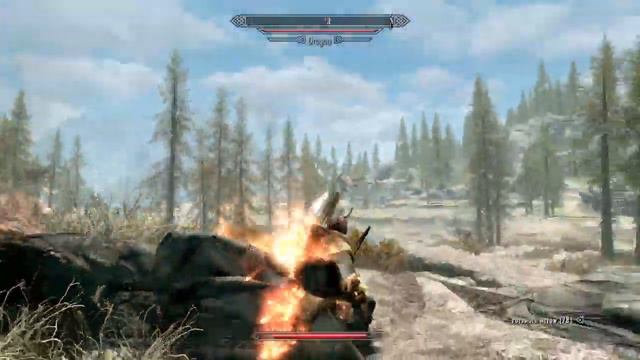 Skyrim - Fighting Dragon with my bow смотреть онлайн
