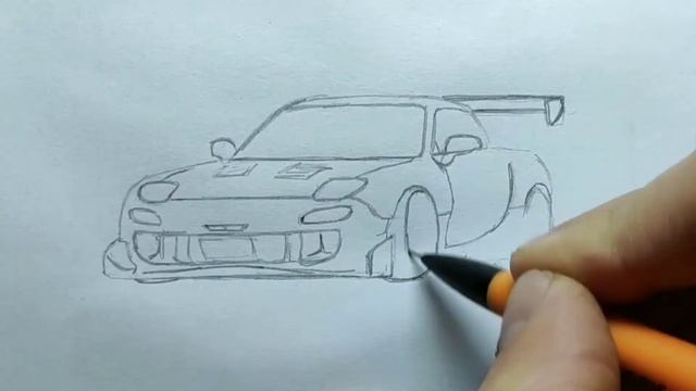 How To Draw A MAZDA RX-7 1992 / Drawing 3d Car Mazda Rx7 / Coloring Mazda Rx 7 Stance 1995
