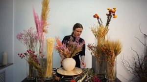 Букет из сухоцветов РОМРОМ/Композиция из сухоцветов в вазе