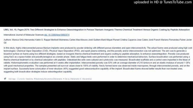 Osseointegration in Porous Titanium: Inorganic Thermo-Chemical Treatment Versus Organic Coating by смотреть онлайн
