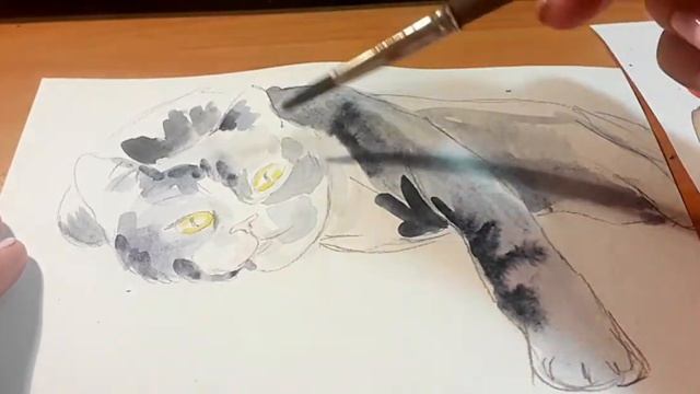 Как нарисовать кота. АКВАРЕЛЬ. Урок рисования смотреть онлайн